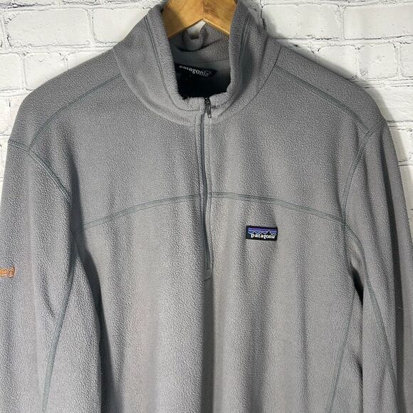 Patagonia Men's Micro D Fleece Pullover Size L Large Gray Quarter Zip 26176 - Picture 2 of 7